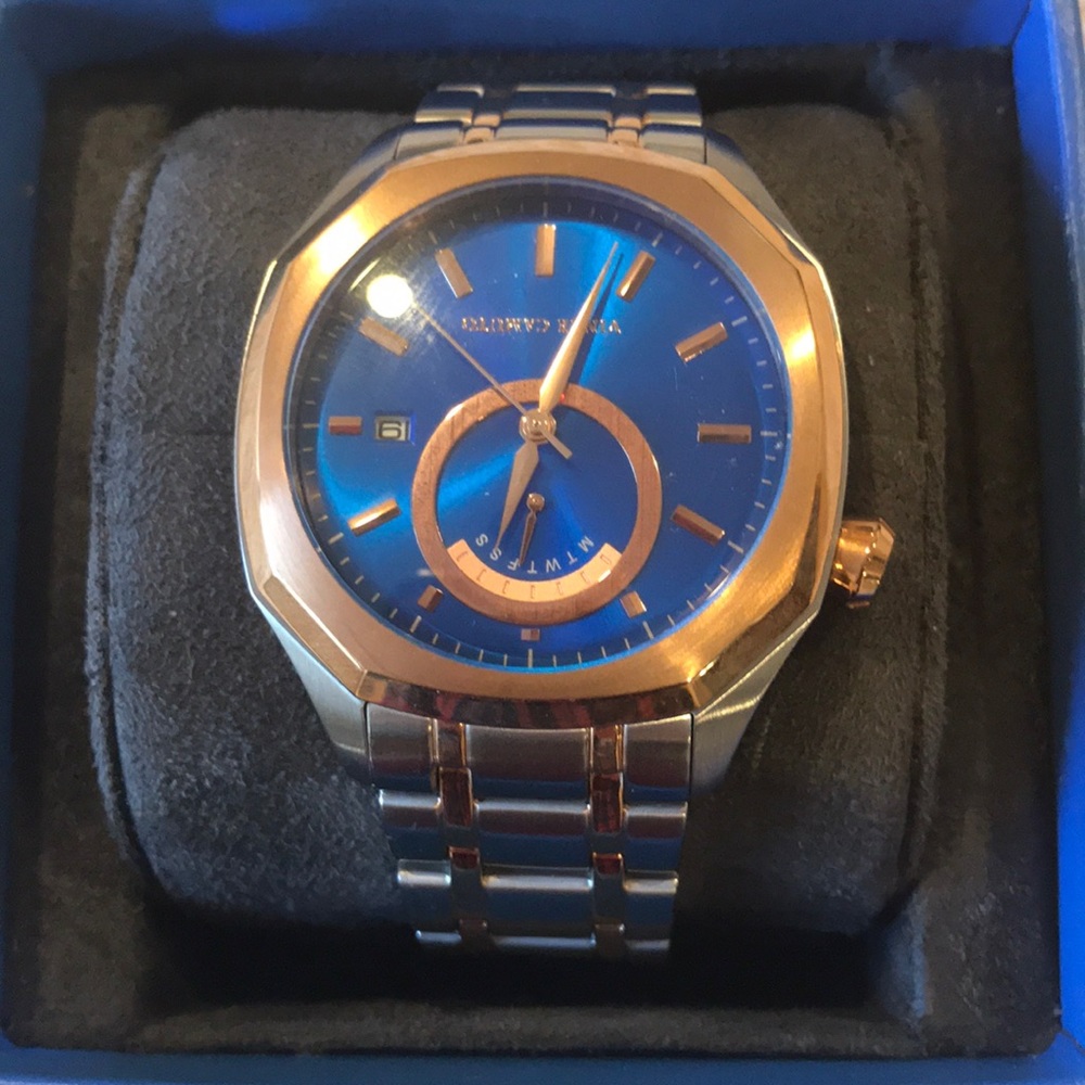 Vince Camuto Mens’ Watch. Rose Gold and Silver.